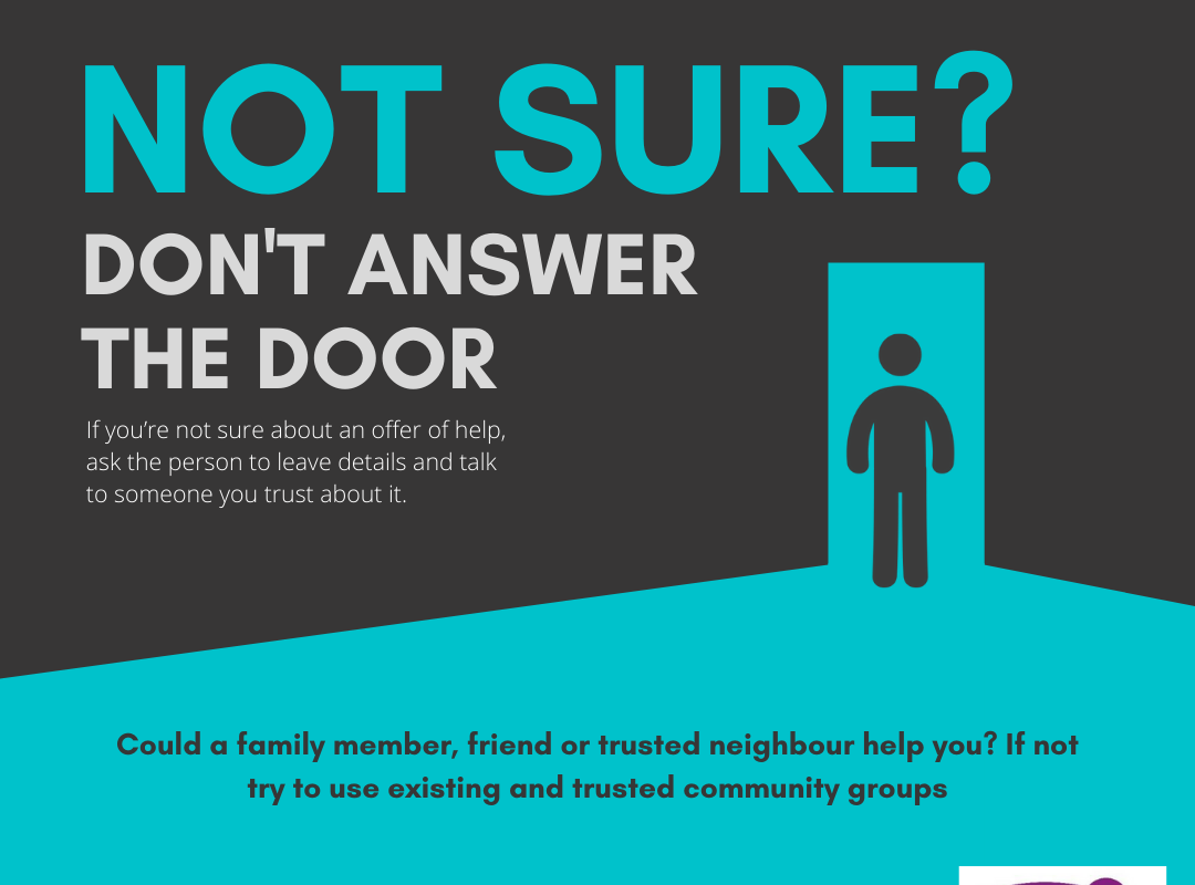poster encouraging people not to answer their door if they're not sure who they are