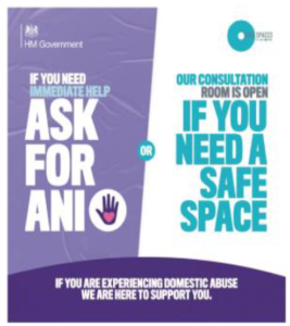 Poster used by pharmacists to promote the "Ask for ANI" and Safe Space domestic abuse schemes