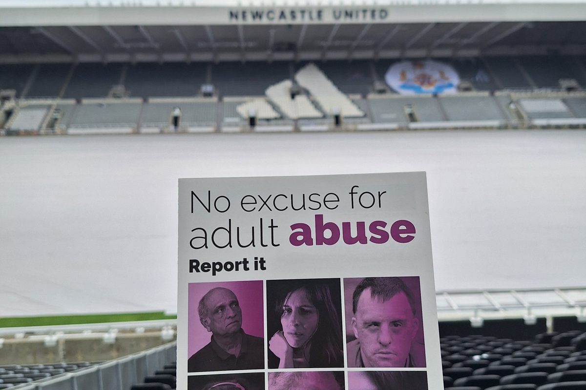 Photo of safeguarding adults leaflet at St James' Park